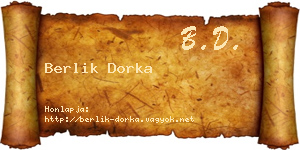 Berlik Dorka névjegykártya